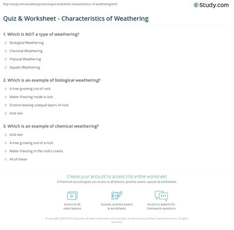 quiz on weathering